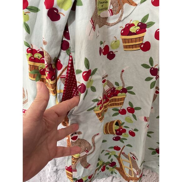 Nick & Nora Sock Monkey & Apple Picking Theme Small Sleep Shirt - Picture 4 of 7